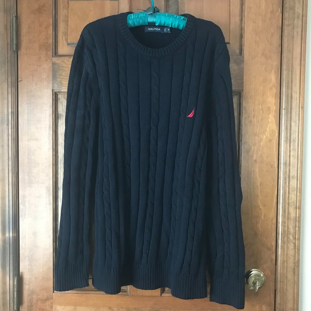 Vintage Nautica Navy Crewneck Sweater w/Red Logo X-Large